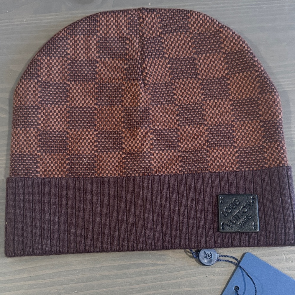 Gently used Brown and Dark Brown Checker Beanie